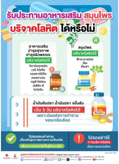 รับประทานอาหารเสริม สมุนไพร บริจาคโลหิตได้หรือไม่