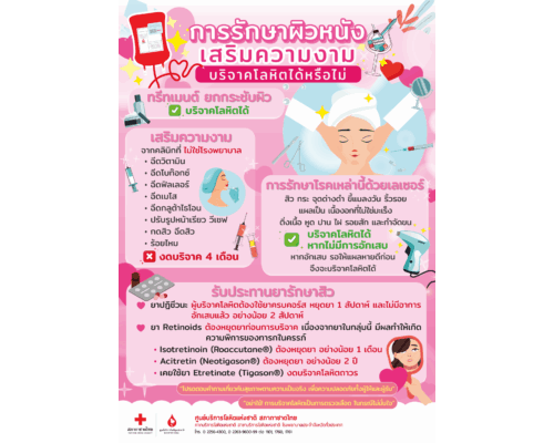 การรักษาผิวหนังเสริมความงามบริจาคโลหิตได้หรือไม่